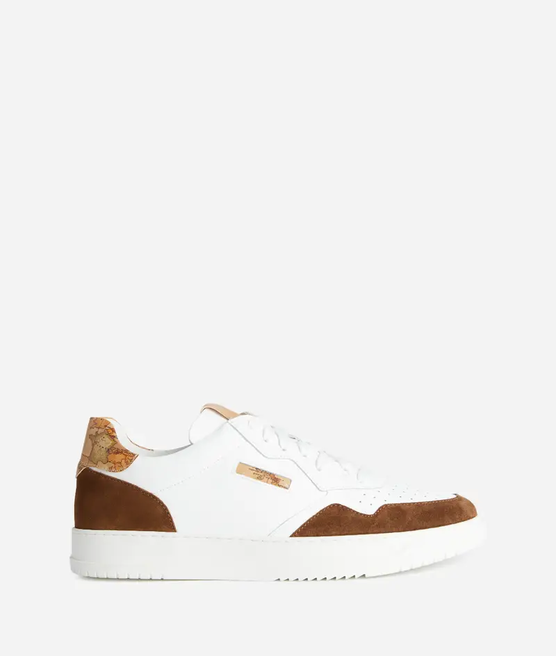 Sneaker in pelle liscia con dettagli scamosciati Bianche