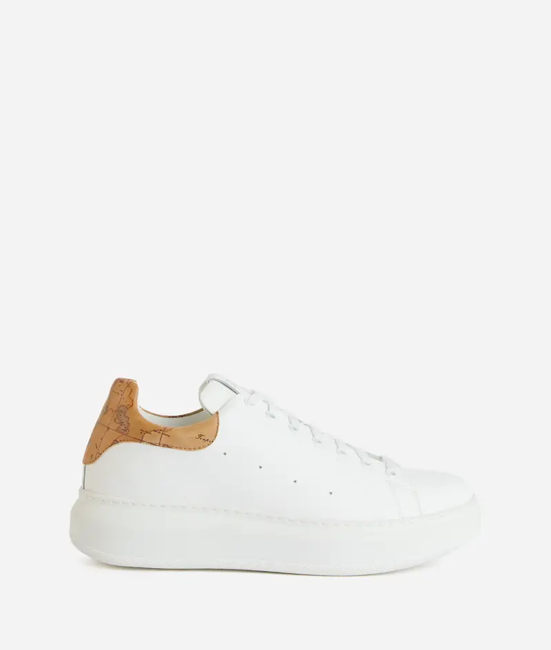 Sneaker in pelle liscia con dettaglio Geo Classic Bianche