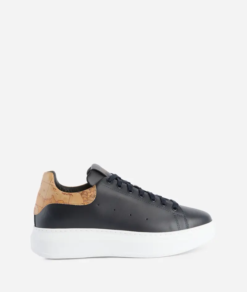 Sneaker in pelle liscia con tallone Geo Classic Blu