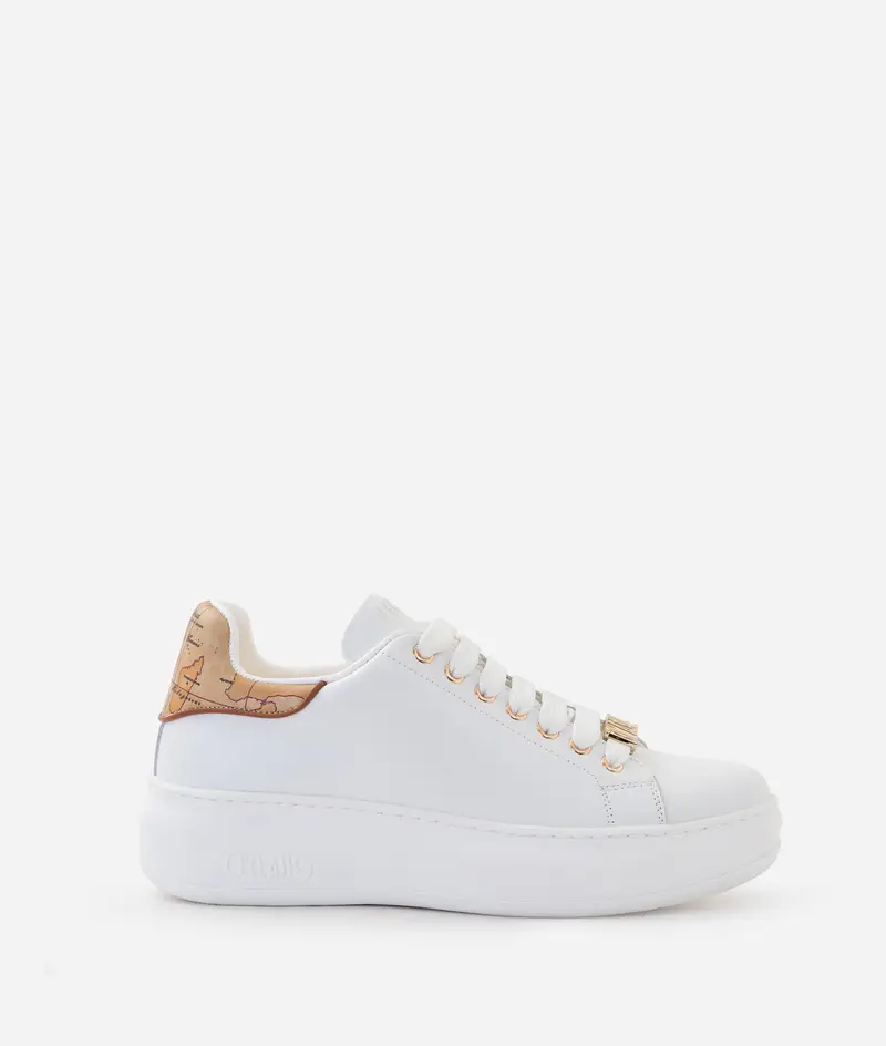 Sneaker zeppata in pelle liscia con passalaccio 1ᴬ Classe Bianche