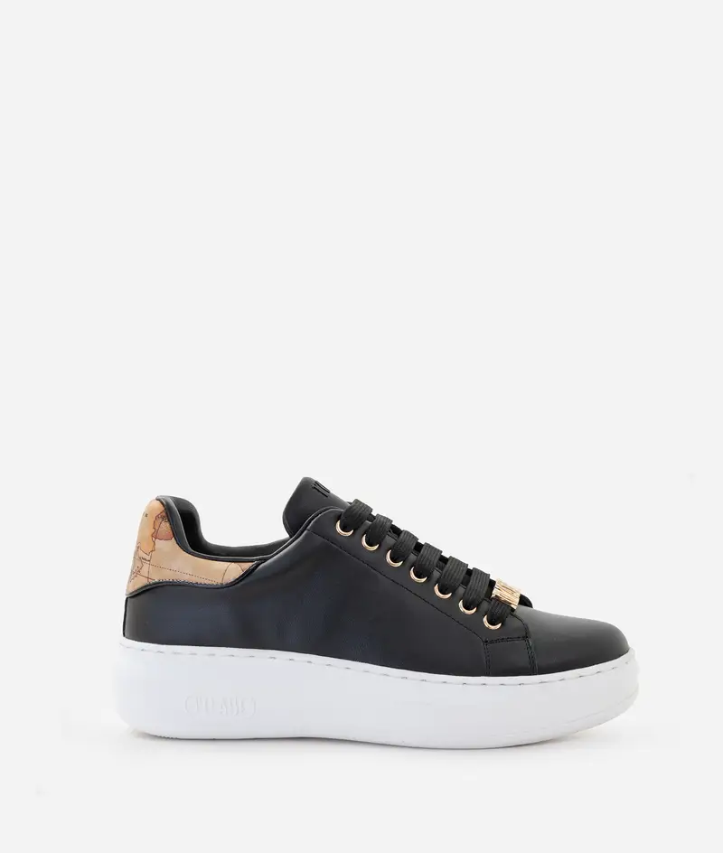 Sneaker zeppata in pelle liscia con passalaccio 1ᴬ Classe Nere