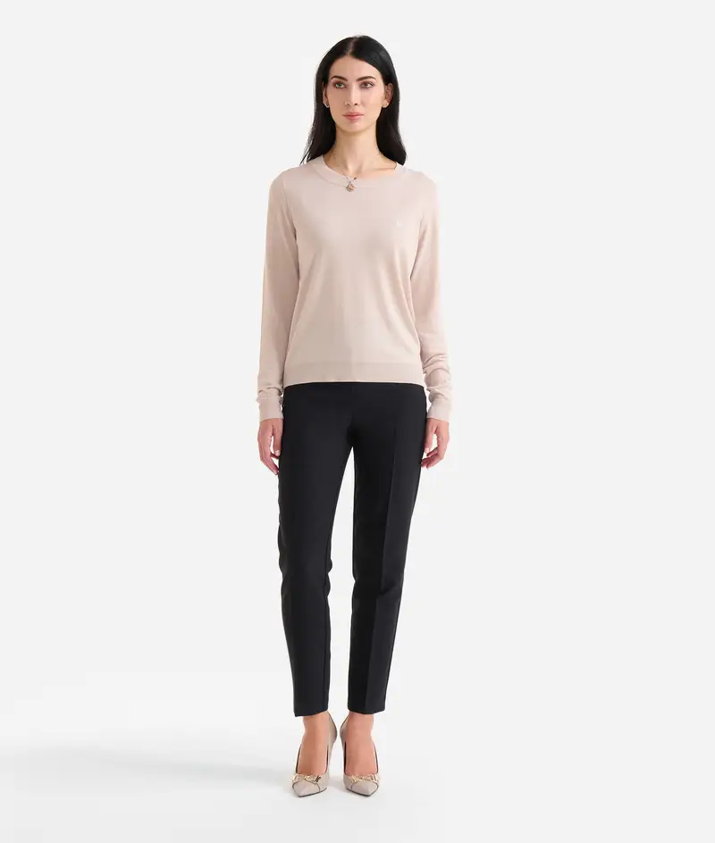 Sottogiacca girocollo in filato misto lana/viscosa Naturale