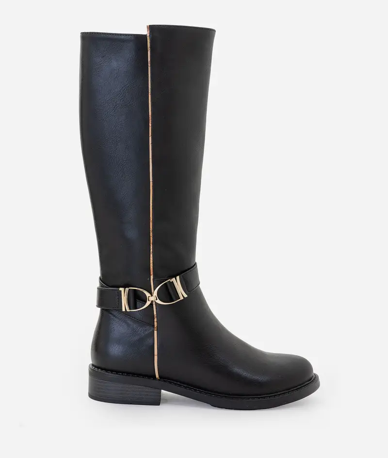 Stivali in eco nappa con doppio morsetto 1C Neri