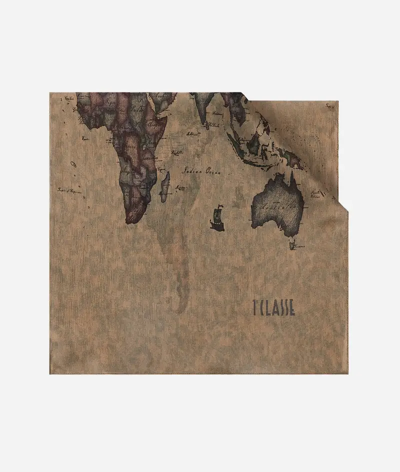 Stola Geo Color in seta 45x160 Platino