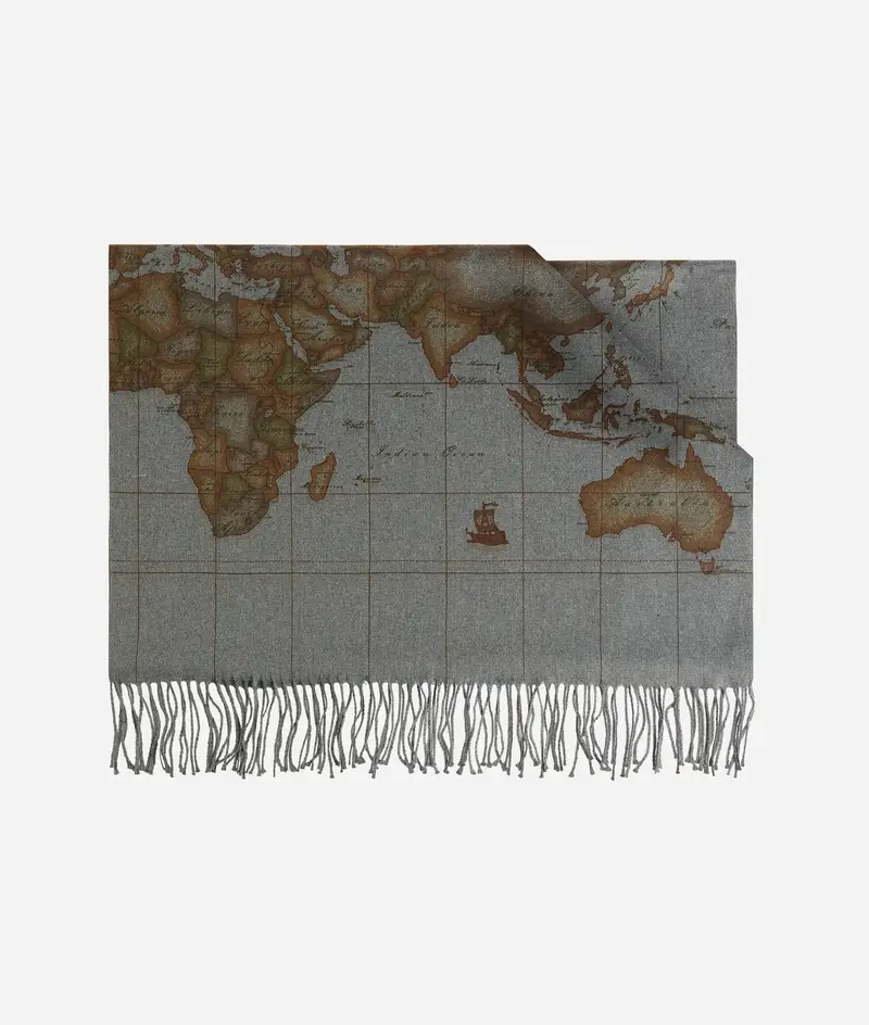 Stola Geo con peneri 72x175 Grigio Chiaro