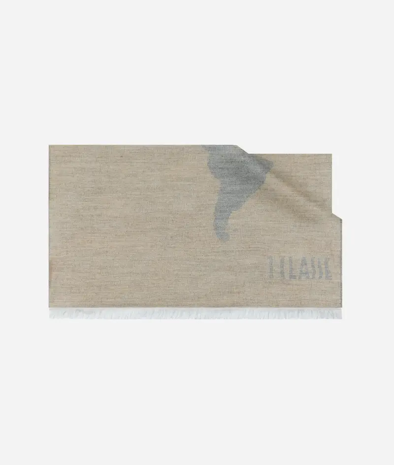 Stola Geo Pieno in misto modal e lana 80x180 Greige