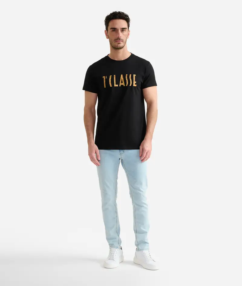 T-shirt in cotone con logo Geo Classic Nera