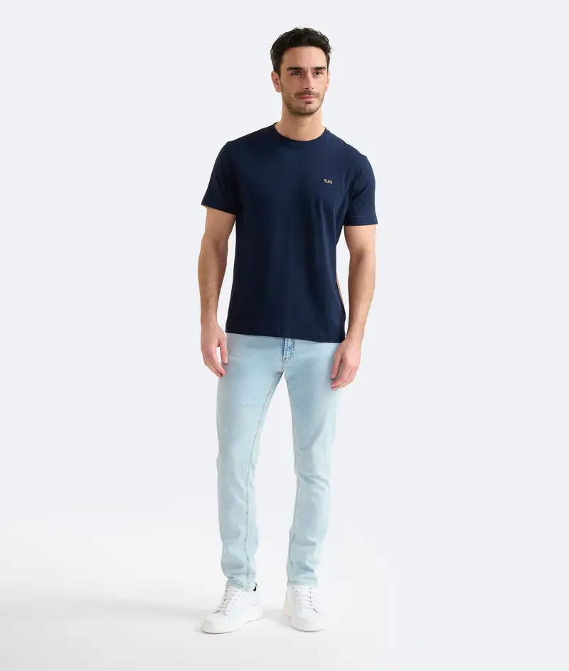 T-shirt in cotone stretch con retro Geo Classic Blu Navy