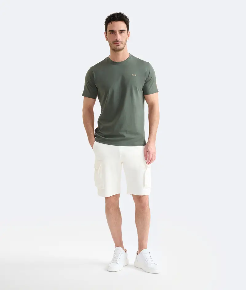T-shirt in cotone stretch con retro Geo Classic Verde Militare