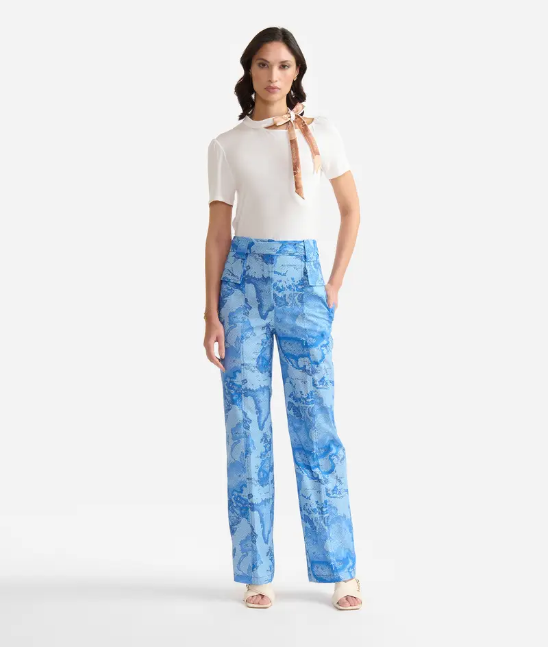 T-shirt in jersey di viscosa stretch con fiocco Geo Classic Naturale