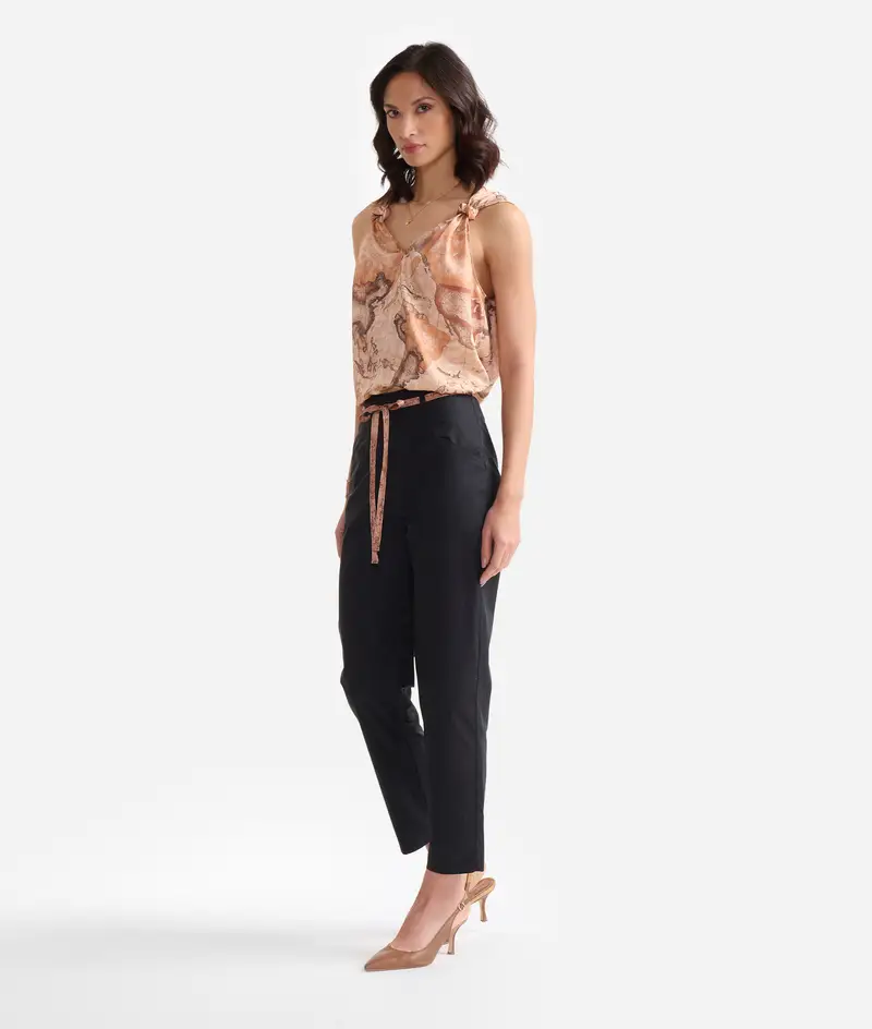 Top con spalline annodate in twill Geo Classic