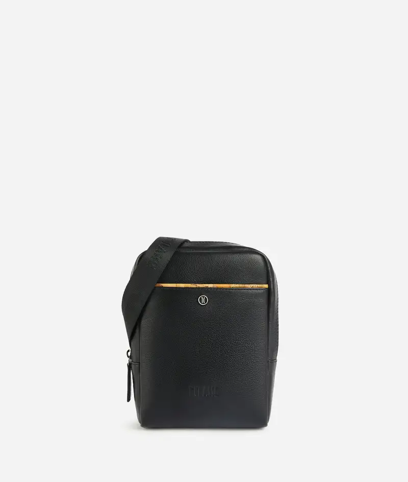 Tracolla reporter in pelle Nera