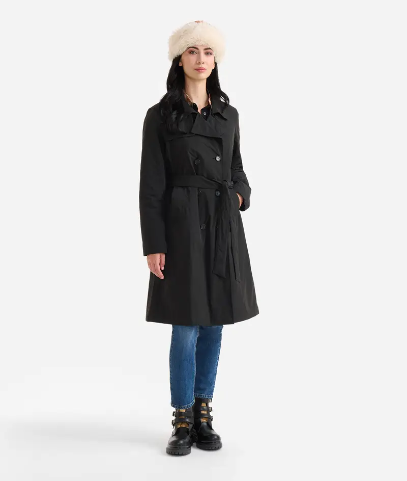 Trench imbottito in nylon tecnico Nero