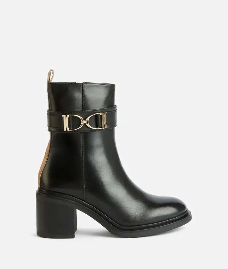 Tronchetti in pelle liscia con doppio morsetto 1C Neri