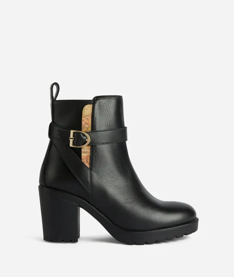 Tronchetti in pelle liscia con fibbia 1C Neri