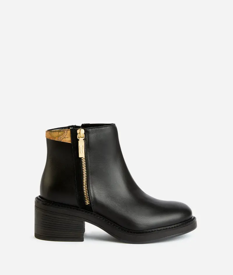 Tronchetti in pelle liscia con zip 1C Neri