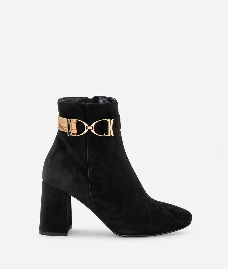 Tronchetti in pelle scamosciata con doppio morsetto 1C Neri