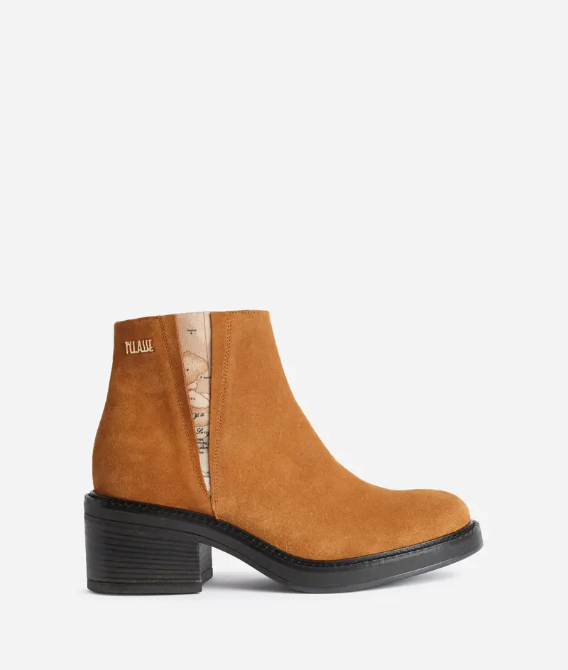 Tronchetti in pelle scamosciata con elastico Geo Classic Camoscio