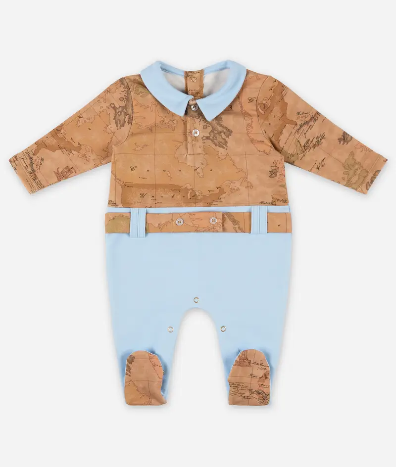 Tutina in felpina con cintura Geo Classic e Azzurra