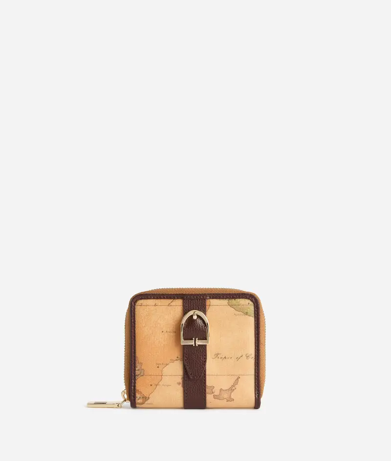 Valley Geo portafoglio zip around piccolo Mogano