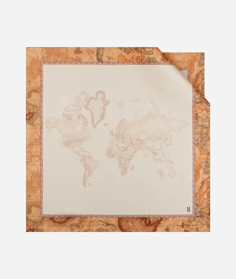 White Geo Mix foulard in seta 70x70 Bianco