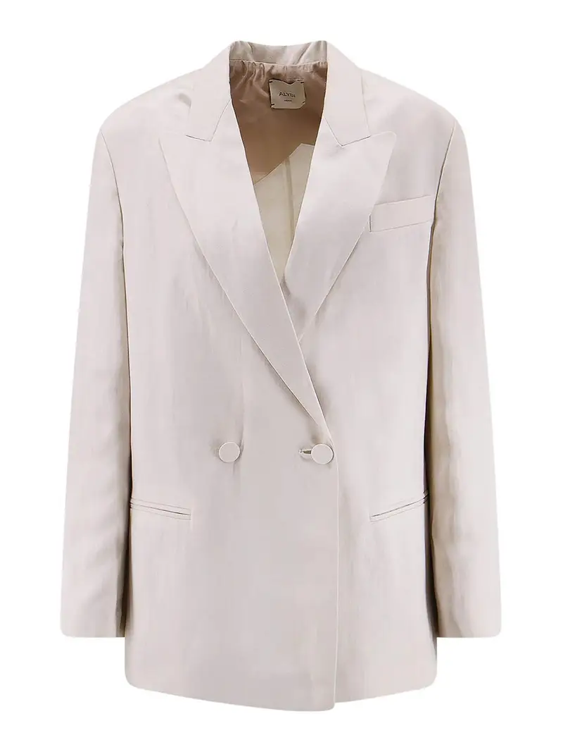 Blazer Doppiopetto In Lyocell E Lino Bianco