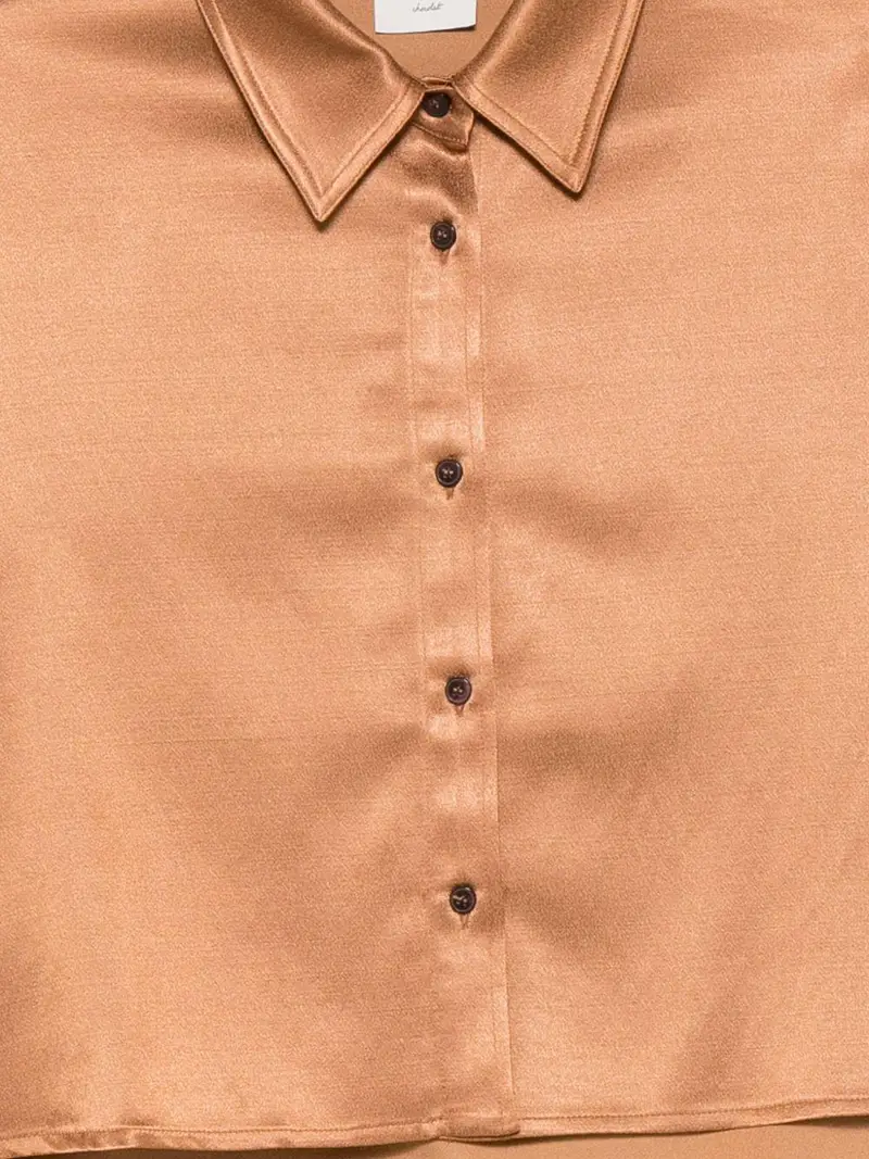 Camicia Crop con Maniche Lunghe Cannella miniatura 3