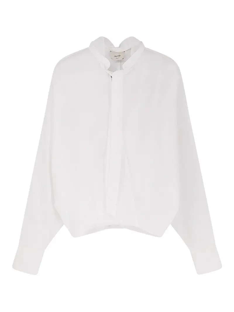 Camicia In Cotone Con Fiocco Bianco