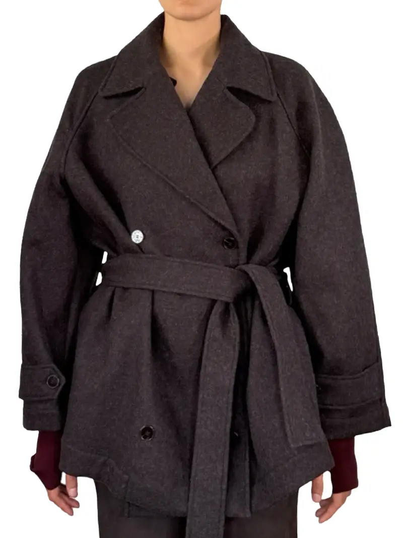 Cappotto Doppiopetto con Cintura MARRONE