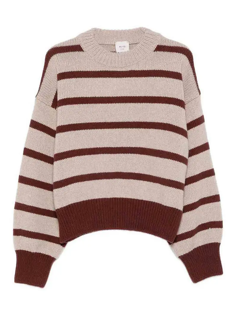 Maglione in lana a righe Beige
