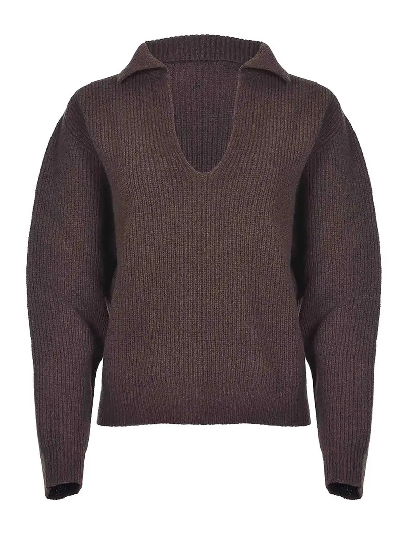 Maglione Realizzato In Lana Merino Marrone Scuro