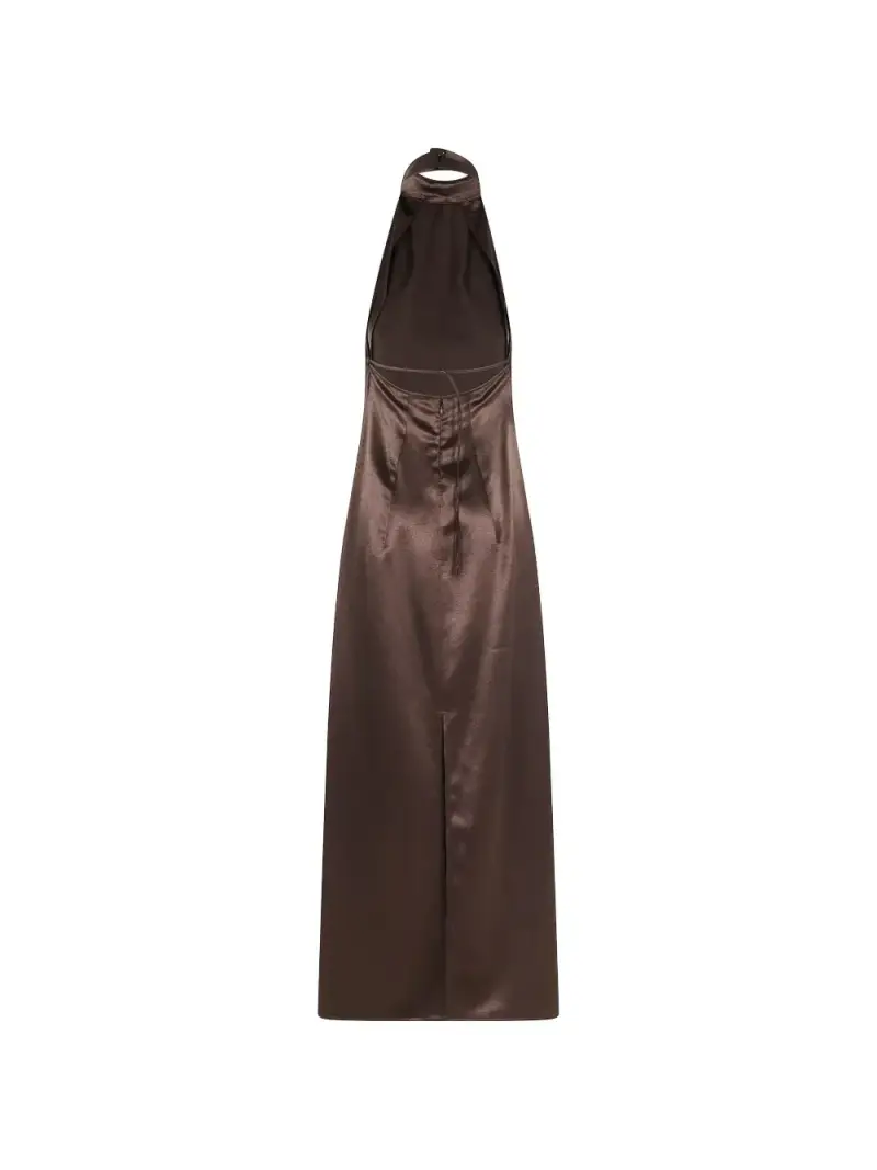 Maxi dress satin MARRONE miniatura 2