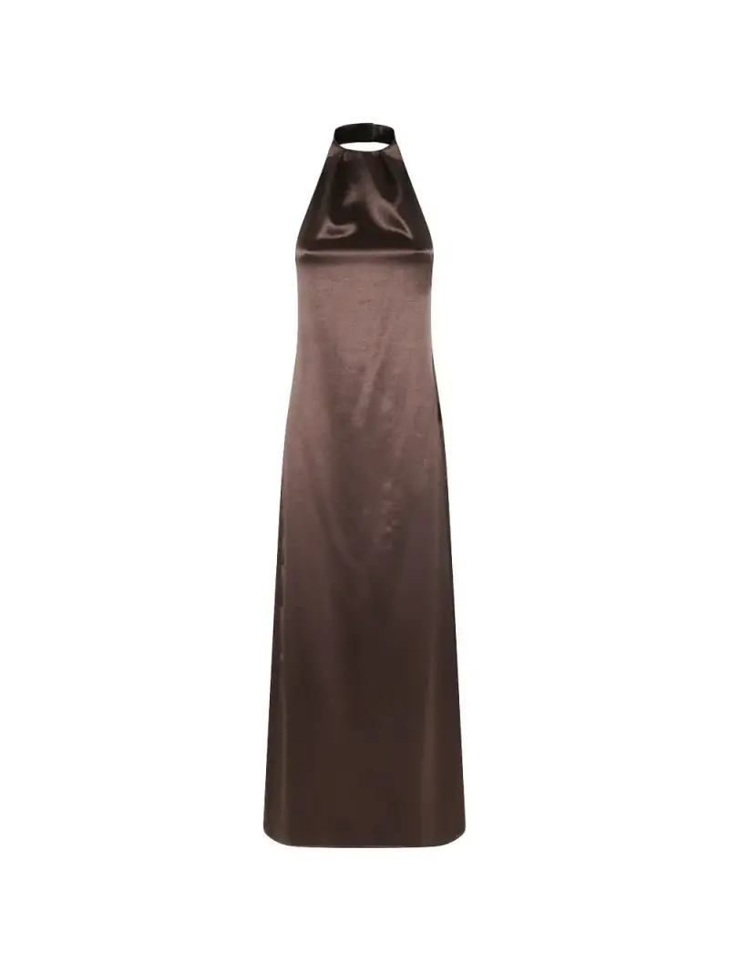 Maxi dress satin MARRONE