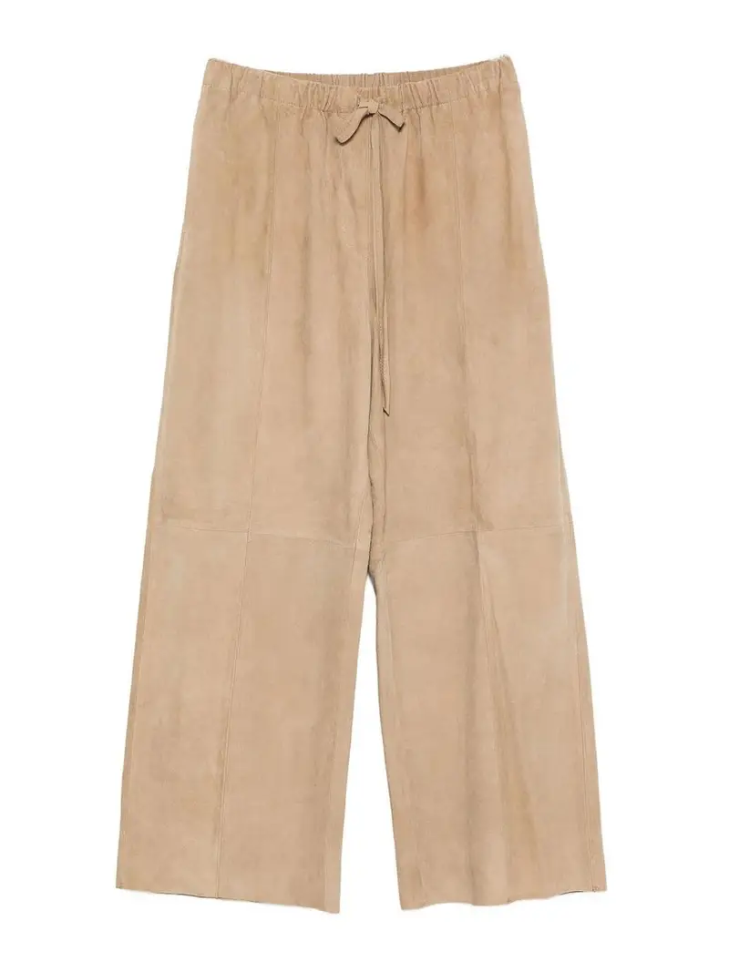 Pantaloni in pelle scamosciata Beige