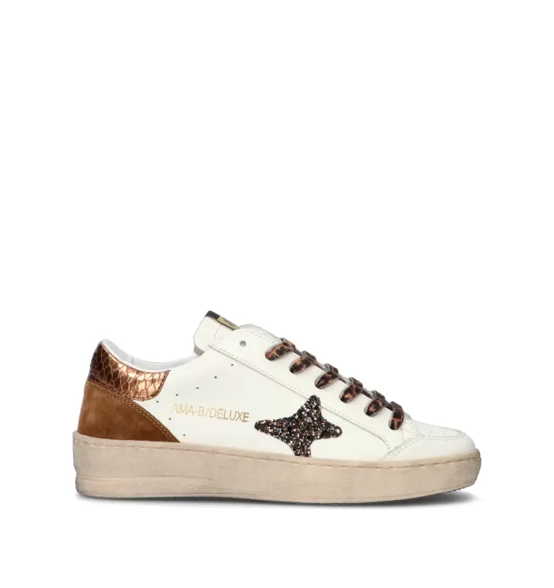 Ama-brand Sneakers donna bianche in pelle con dettagli glamour