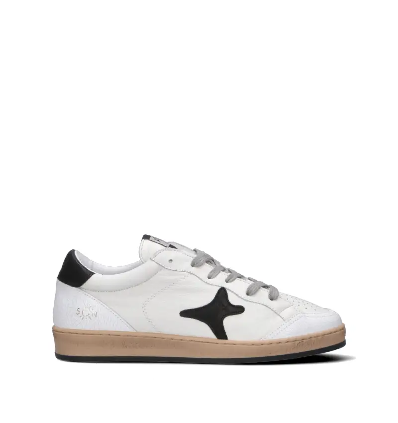 Sneaker uomo bianca/nera in pelle Vario