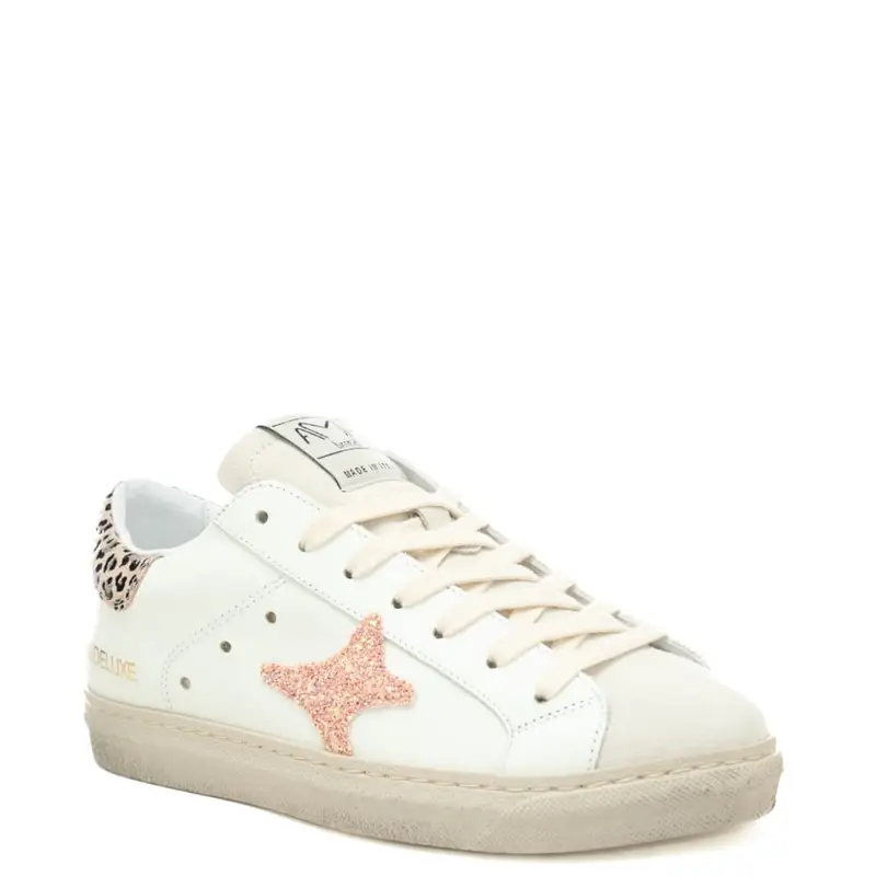 sneakers da donna con inserto animalier sul retro bianche miniatura 2
