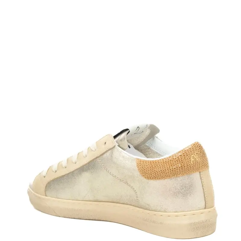 sneakers da donna con tomaia in pelle laminata con inserto a contrasto colore sul retro platino miniatura 3