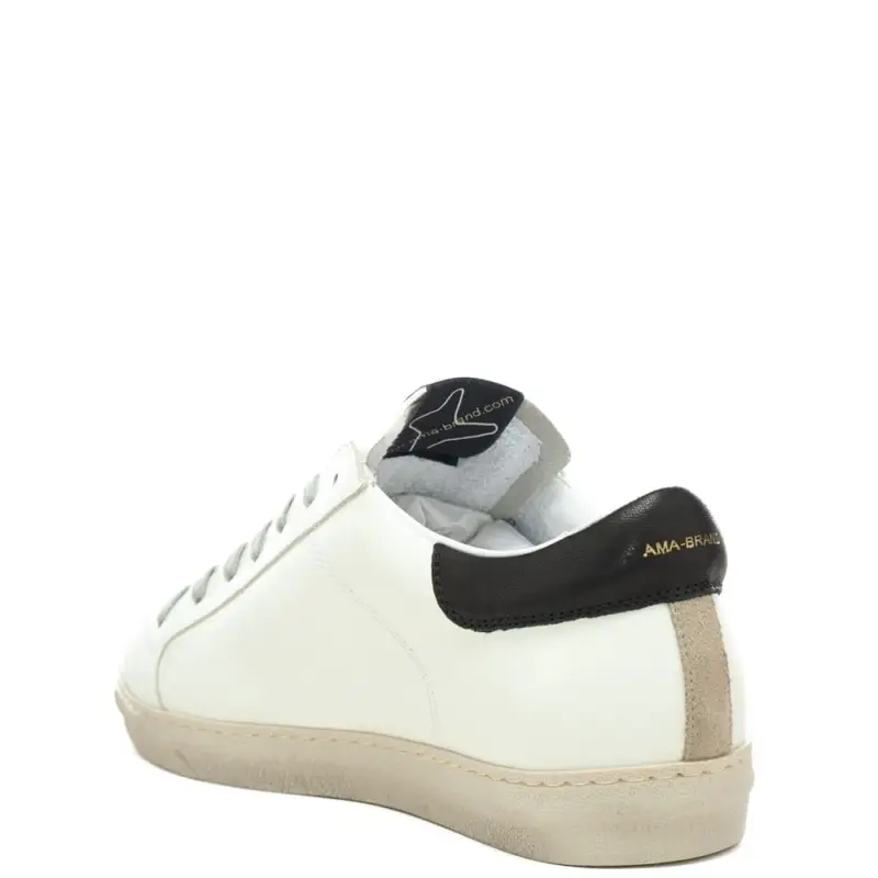 sneakers da uomo in pelle con inserti a contrasto colore bianco nero miniatura 3