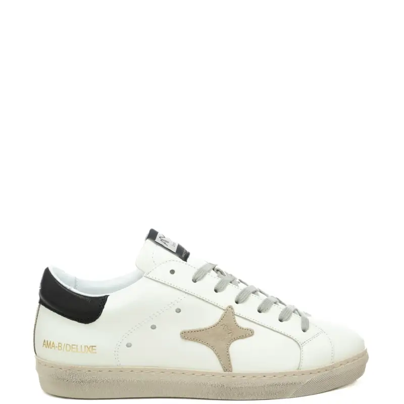 sneakers da uomo in pelle con inserti a contrasto colore bianco nero