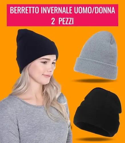 AMABILEMIA Cappello Uomo Invernale 2 Pezzi Berretto Donna Invernale in Maglia Cuffia Beanie Unisex Inverno Running miniatura 3