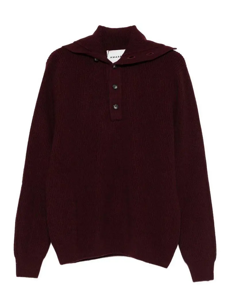 Maglione Bordeaux Con Colletto Viola