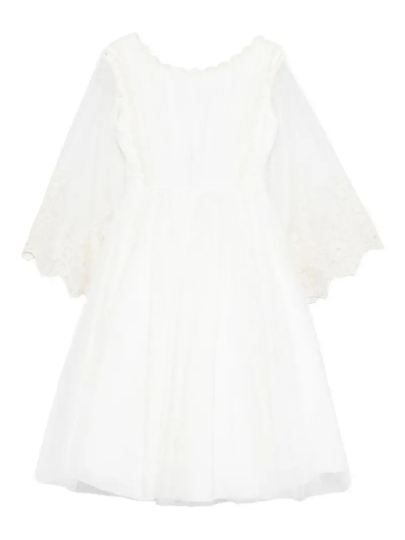 Abito Con Maniche In Pizzo Crema