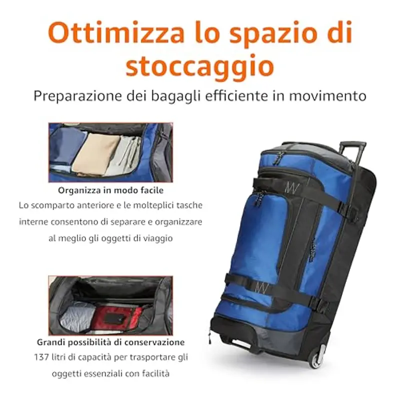 Amazon Basics Borsone da viaggio Blu 1918169 miniatura 3