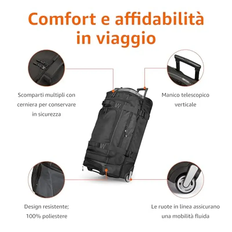 Amazon Basics Borsone da viaggio Nero 1991453 miniatura 2