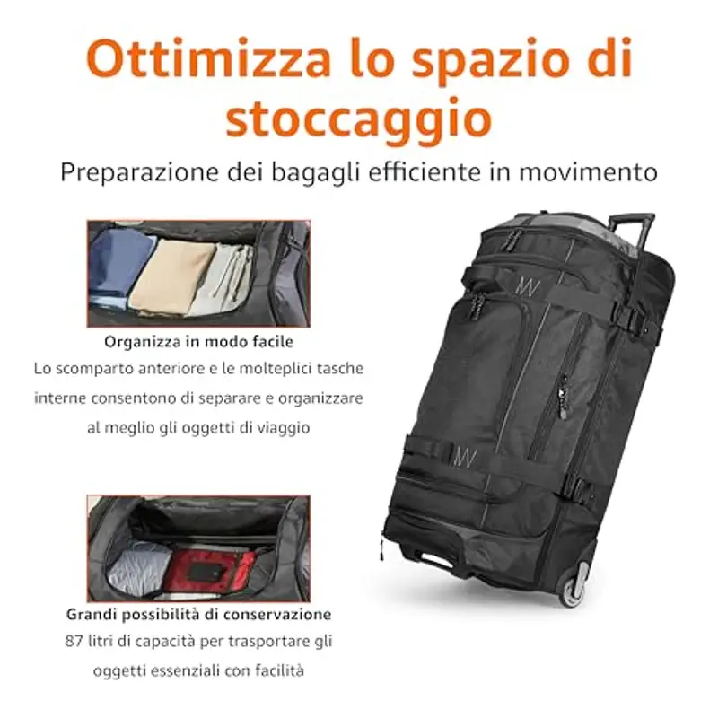 Amazon Basics Borsone da viaggio Nero 1991453 miniatura 3