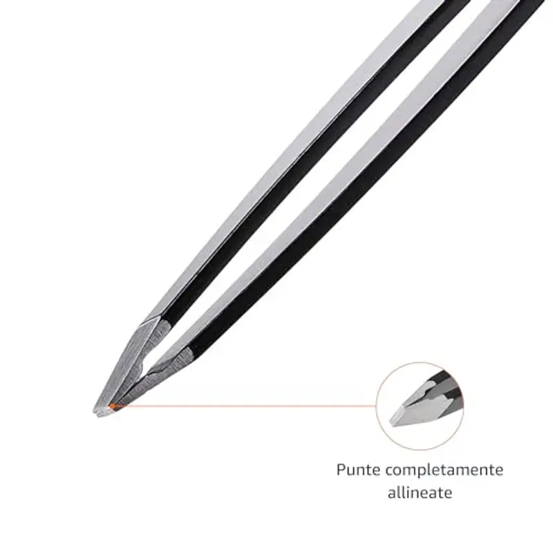 Amazon Basics Pinzette a punta obliqua, professionali, in acciaio inox, per efficace rimozione di peli, ideali per routine di bellezza quotidiana, con custodia da viaggio, colore: nero, Confezione da 1 miniatura 3