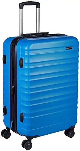 Amazon Basics Valigia Trolley rigido con rotelle girevoli, 78 cm, Blu chiaro