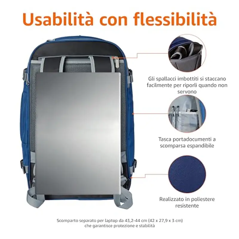 Amazon Basics Zaino da viaggio Blu 1919226 miniatura 2