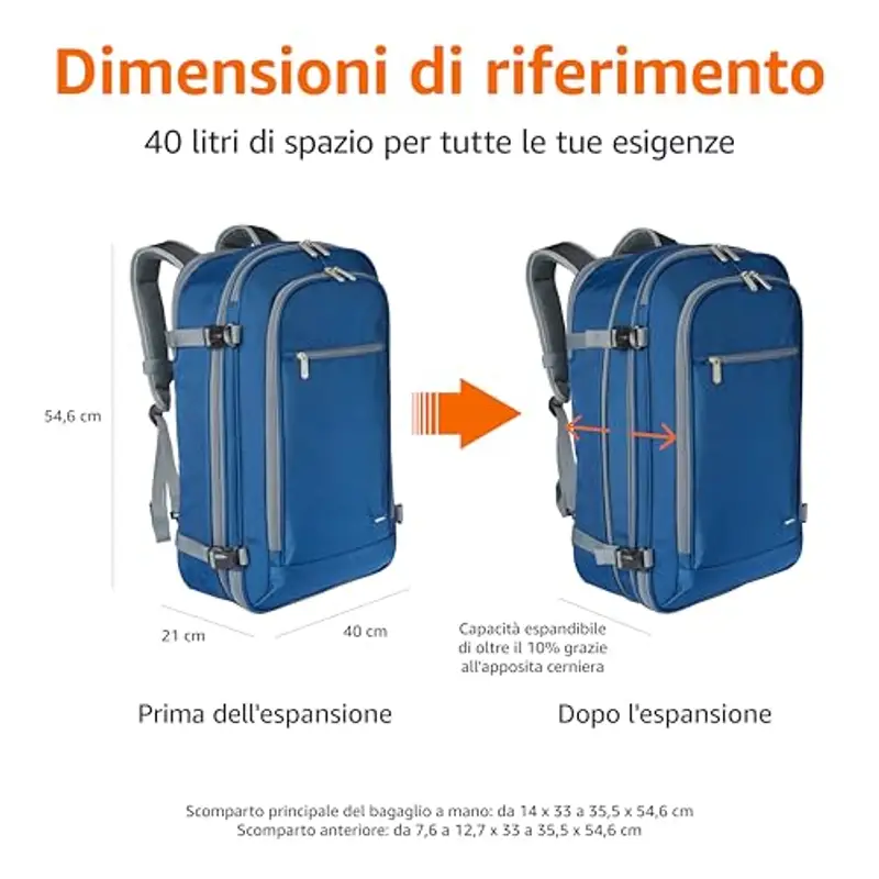 Amazon Basics Zaino da viaggio Blu 1919226 miniatura 3